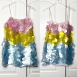 Cynthia Rowley  Daylight Disco Sequin Mini Dress Pink Yellow Blue Size 8 Photo 5