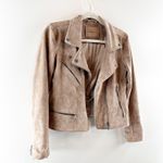 BLANK NYC Faux Suede Long Sleeve Moto Jacket Tan Beige XS Photo 5