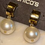 Chico's  Women Gold‎ Tone Faux Pearl Arie Dangle Drop Earring NWT Photo 3