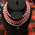 Authentic Stamped Charm on Unbranded Freshwater Pearl Necklace Pink Photo 2