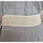 Vintage 90s Lake Shore Drive Brown Double Buckle Belt Cream Crochet Stretch Boho Size XL Photo 1