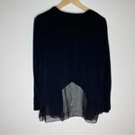a.n.a . | Black Sheer Panel Long Sleeve Cardigan | Large Photo 1