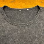 Women's Ribbed Knit T Shirt Size XL Gray Short Sleeve Photo 2