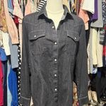 UNTUCKit Black Notched Collar Snap Button Down Dolly Shirt Size 8 Photo 0