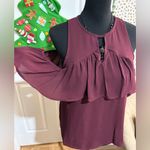 Iris basic  Burgundy Cold Shoulder Blouse Photo 6