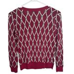 Talbots  Merino Wool  Crewneck Button Closure Cardigan burgundy Argyle size P Photo 1