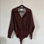 Reformation  Leah Bodysuit Mahogany Stripe Photo 1