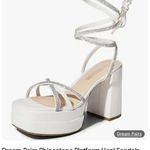 Dream Paris Dream Pairs White Rhinestone Platform Heel Sandals size 6.5 , new Photo 0