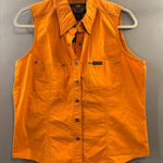 Harley Davidson Harley-Davidson Vibrant Orange Sleeveless vest button up Shirt Womens large Photo 0