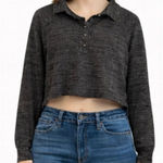 Vintage Havana  grey cropped quarter snap collared pullover m Photo 0