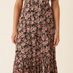 En Crème Sz S Women Black Pink Floral Tiered Flowy Maxi Dress Romantic Bohemian Photo 0