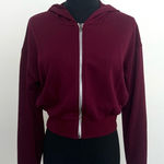 Forever 21  Burgundy Cropped Full Zip Hoodie in Size S Photo 0