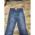 Litz by Uniq Flare Jeans High Waist Striped Frayed Hem Boho Dark Wash Size 26/3 Blue Photo 8