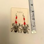 Spider Design With Red‎ Faux Zircon Inlaid Dangle Earrings Retro Goth Style Photo 9