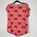 Joie  Red Linen Leaf Print Blouse Womens M Beachy Summer Vacation Tropical Top Photo 6