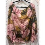 Chico's Size 3 16 18 Floral Peony Print Off Shoulder Long Sleeve Blouse Top Photo 6