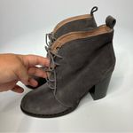 Seychelles ‎ Anthropologie Brand gray suede leather heel lace up booties size 9.5 Photo 3