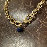 Jane Win Chunky Link Chain 14k Gold Plated with Lapis Blue Bead Photo 3