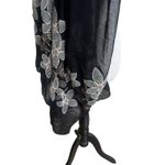 Embroidered Floral Wrap Long Scarf Women’s Black Bronze Sheer Elegant Photo 5