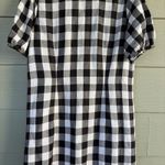 Loft Ann Taylor Black White Gingham Plaid Vneck Linen Blend Shirt Dress Women 6 Photo 8