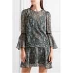 Veronica Beard  • Denver Crew Neck Dress mini floral silk drop waist flowy ruffle Photo 4