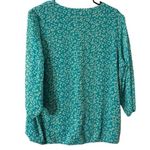 Vintage Blair Womens Blue Sheer AllOver Print Fully Lined Wrap Front Blouse sz M Size M Photo 2