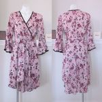June and Hudson Bell Sleeve Dress Faux Wrap Floral Print Purple Black Size M NWT Photo 4