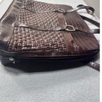 Coldwater Creek Laptop Tote Bag Faux Croc Leather Woven Brown Shoulder Bag Work Photo 15