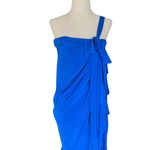 Robert Rodriguez  One Shoulder Silk Ruffled Draped Dress Photo 4