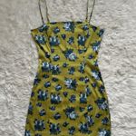 Aritzia Sunday Best Dress Mini Spaghetti Strap Satin Floral Green Blue 2 Photo 0