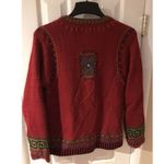 Icelandic Design Sweater Sz Medium Orange Embroidered Beaded Lined Cardigan YC Photo 10
