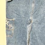 Obey  Juniper Embroidered Denim Midi Skirt Back Slit Embroidered Size 26 Photo 6