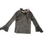 Alberto Makali  Gray Cardigan with Floral Accents Photo 3
