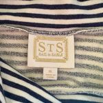 Sail To Sable  Navy & White Striped Mock Neck Long Sleeve Shirt With Fringe Photo 2