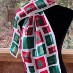 Echo Women's Vintage Christmas Theme Scarf Red White And Green 100% Polyester Photo 0