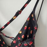 Urban Outfitters Kimchi Blue  Fruit Print Black Red Strappy Dress Deep B-Neck EUC Photo 11