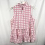 Crown & Ivy Crown & Ivy Large Top Ruffle Mock Neck Sleeveless Top Pink Gingham Tiered 1295 Photo 2