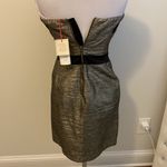 See By Chloe  Gold Black Metallic Strapless Dress Photo 2