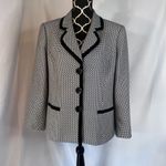 Kasper Separates Black White Abstract Geometric Single Breasted Blazer Size 14 Photo 8