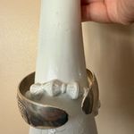 Ethnic Silvertone Cuff bracelet‎ Adjustable Etched Elephants Trunk Up Good Luck Silver Photo 3