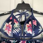 PINK - Victoria's Secret Victoria’s Secret PINK Navy Blue Floral Velvet Bikini Size M Photo 1