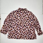 Zac and Rachel  Animal Print Blouse Lace Trim Collared Button Up Shirt Top XL Photo 13