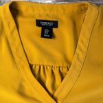 Jones New York  Mustard Yellow Crepe Tunic Blouse SMALL Corpcore City Girl Preppy Photo 4