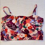 Athleta Daybreak 36 D/DD Longline Bikini Tankini Top Tropical Floral Purple Pink Photo 1
