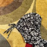 Olivaceous Black and White Floral Short Puff Sleeve Crop Top Sweetheart Neck S Photo 1