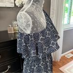 Allison Joy  One Shoulder Ruffle Navy White Print Sundress Size M Photo 10