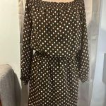 White House | Black Market Diamond Print Chiffon Dress Sz Small Black Long Sleeve Photo 0