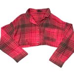 Out From Under Urban Outfitters Red Plaid Cropped Flannel Shirt Size Small Photo 2