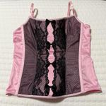 Victoria's Secret Victoria’s Secret Corset Style Tank Top Sz M Medium Pink With Black Lace Photo 0