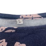 Floral leaf print blue and orange t Photo 3